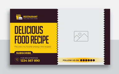 Fast food restaurant youtube thumbnail and web banner template design