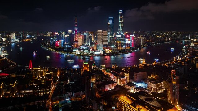 Time lapse view of urban buildings in Shanghai city