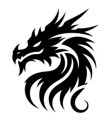 Dragon face car decal and motorcycle sticker vector illustration. Dragon head silhouette tattoo and airbrush stencil.