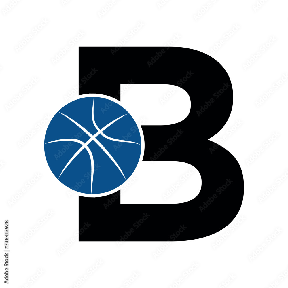 Wall mural Initial Basket Ball Logo combine with letter B vector template