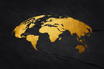 Golden earth globes with detailed world map, vector.