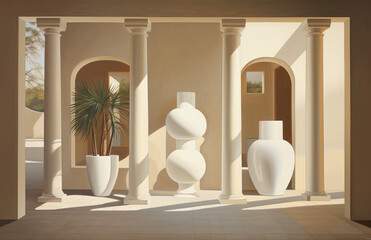 Fototapeta na wymiar A collection of white vases is arranged in close proximity to each other.