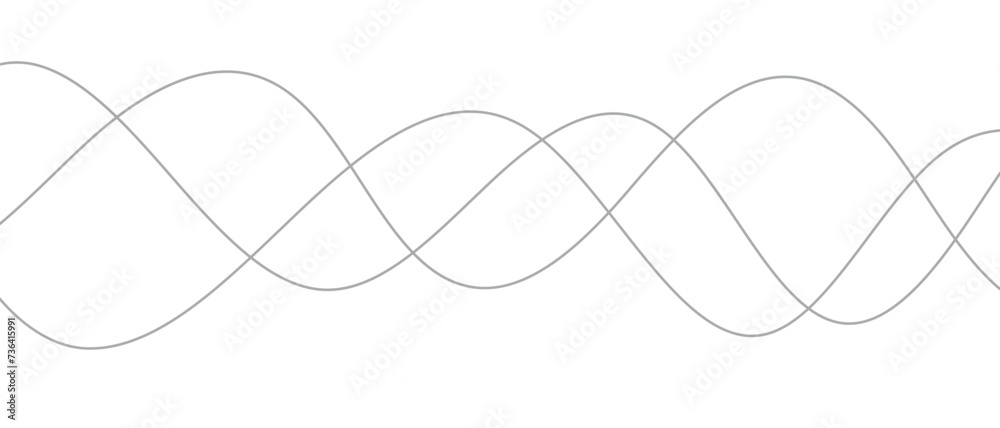 Poster abstract seamless repeatable black three wave line art.