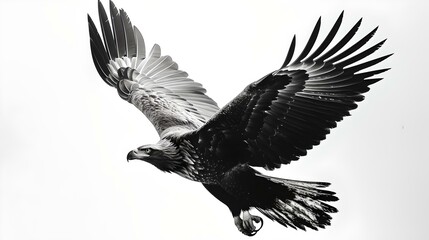 Majestic black and white eagle in flight. captivating wildlife photography. symbol of freedom and power. AI