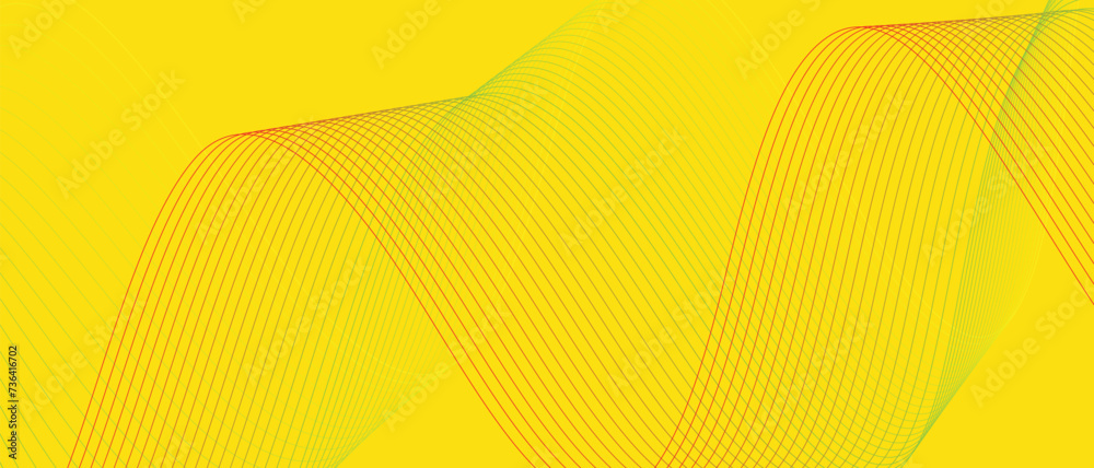 Poster abstract seamless repeatable colored wave line on yellow.