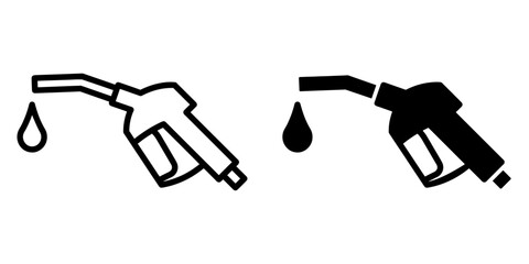 Obraz premium ofvs534 OutlineFilledVectorSign ofvs - fuel pump nozzle vector icon with a drop . gasoline pistol pump . isolated transparent . black outline and filled version . AI 10 / EPS 10 / PNG . g11877