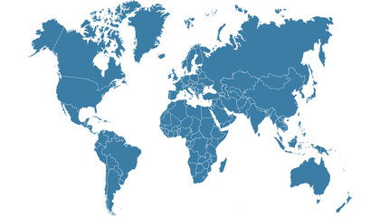 Fototapeta na wymiar World map. Blue modern vector map. Silhouette map 