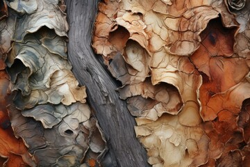 Pieces tree bark. Wood broken plant. Generate Ai