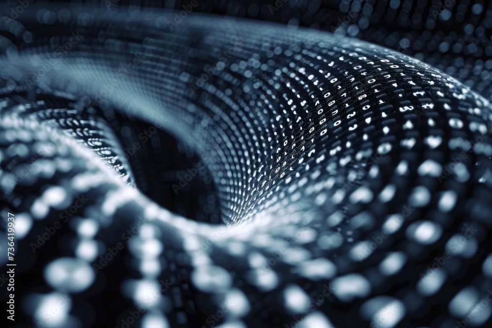 Aufkleber a detailed view of a computer screen showing a grid-like pattern formed by numerous dots, binary cod