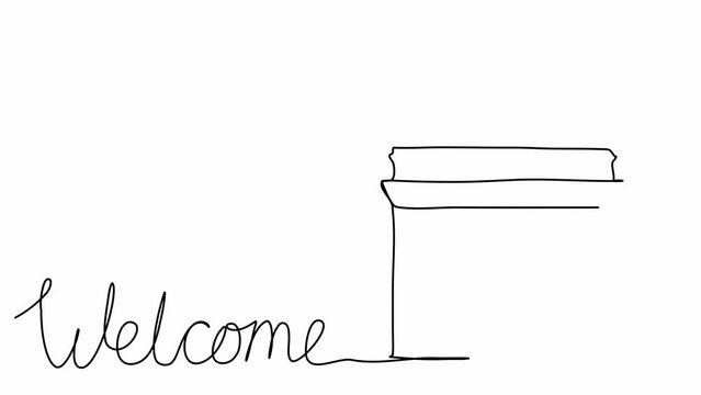 Triumphal Arch in Paris, one line drawing animation. Video clip with alpha channel.