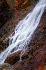 Scenic waterfall in slow motion flow
