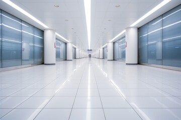 Fototapeta premium Empty long passageway in a modern building