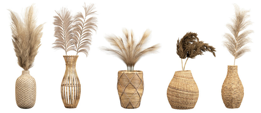Weave pot for home decorate clipart cutout on transparent backgrounds 3d illustrations png