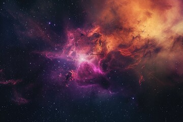 A vibrant space filled with countless stars and swirling clouds, creating a mesmerizing celestial scene, Brightly colored space nebula set against a dark backdrop, AI Generated - obrazy, fototapety, plakaty