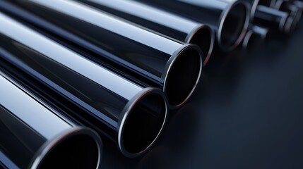 Metal pipes in closeup against a white background a stack of iron pipes with space, Generative AI.