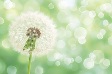 Dreamy Dandelion, Whimsical Illustration on Bokeh Background