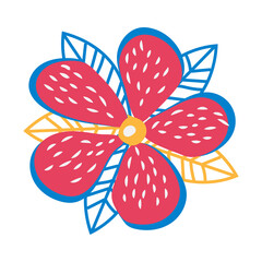 Bright pink spotted flower isolated on white background. 