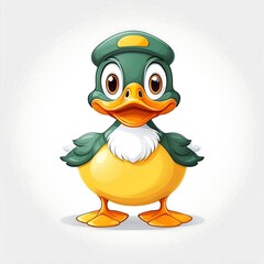 Cute Cartoon Duck, Vector illustration dog on a white background..