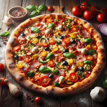 pizza with vegetables, generaitve ai