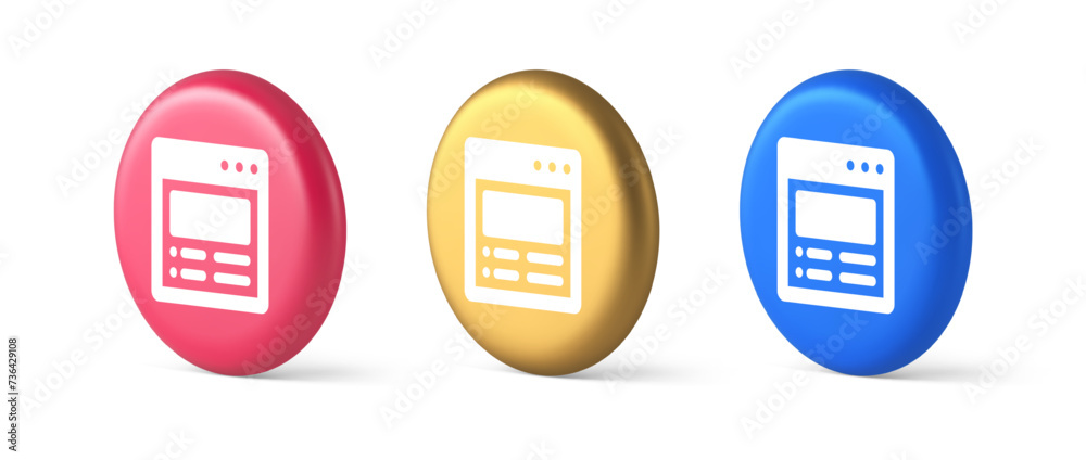 Poster Internet document tax form banking account web page button virtual browsing interface 3d circle icon