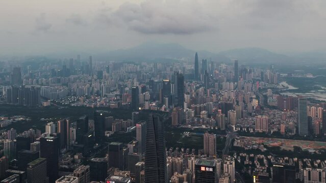 Time lapse view of urban modern skyscraper buildings in Shenzhen city