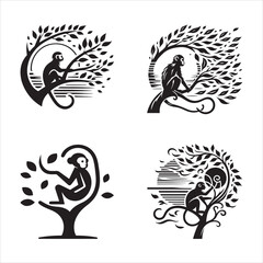 Pristine Silhouette Vector design of a monkey