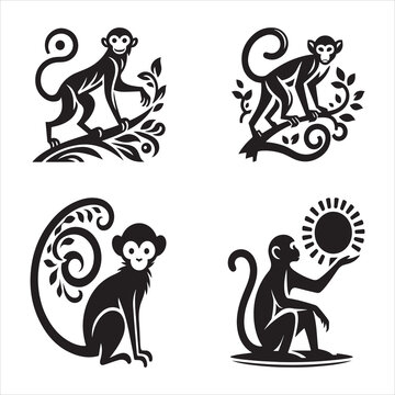 Pristine Silhouette Vector design of a monkey