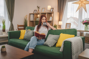 young adult woman one female read book or study at home