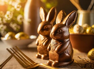 Homemade chocolate bunnies for Easter