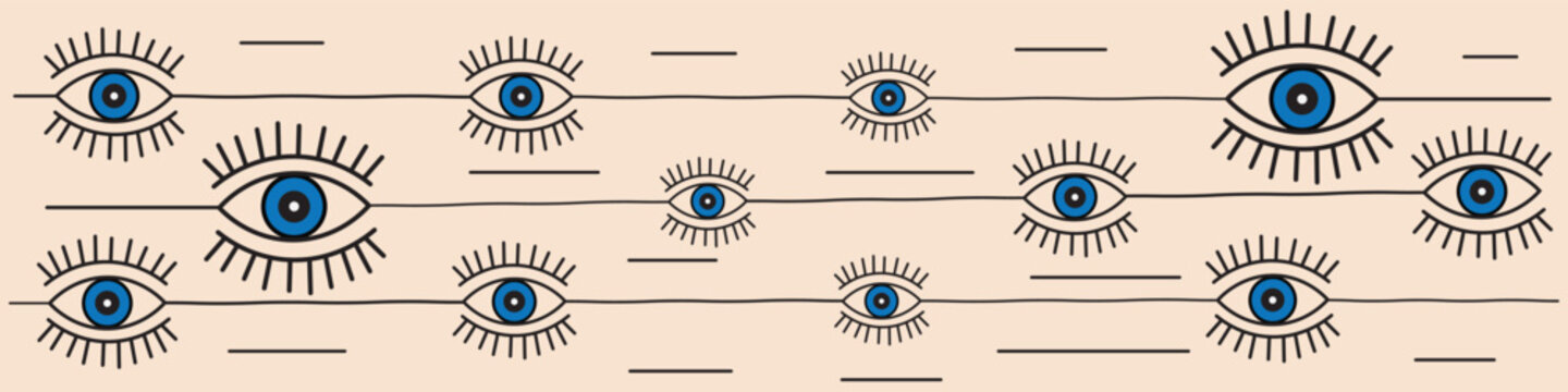 Evil eye line art vector and illustration background 