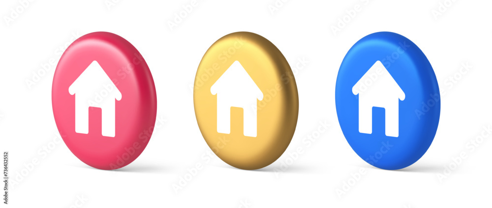 Poster home page button house web symbol cyberspace application interface 3d isometric circle icon