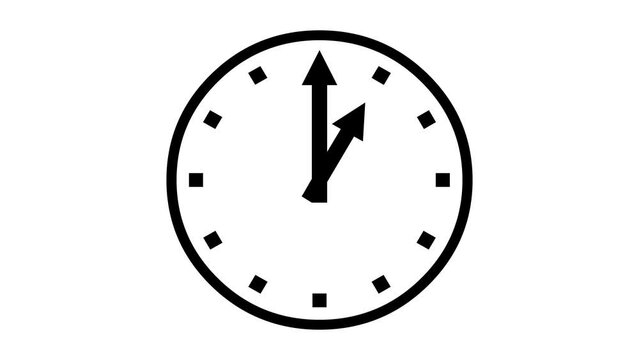  1 O Clock face icon animated black color in white background