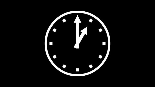 1 O Clock face icon animated white color in black background