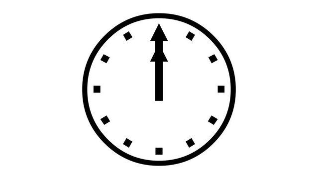 12 O Clock face shape icon animated black color in white background