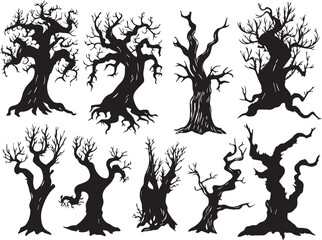 Set Trees. Hand drawn vector illustration