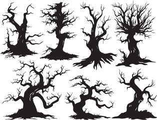 Set Trees. Hand drawn vector illustration