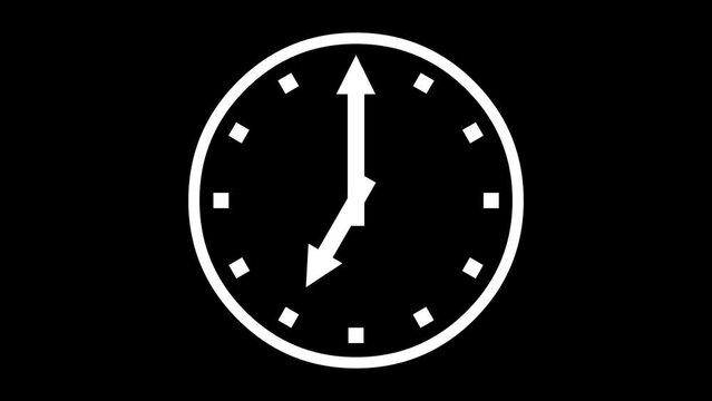 7 O Clock face icon animated white color in black background