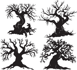Set Trees. Hand drawn vector illustration