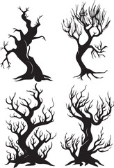 Set Trees. Hand drawn vector illustration