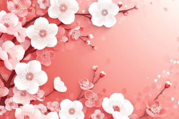 Simple design background with white and pink cherry blossom silhouette image,