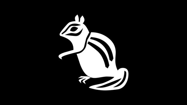 Chipmunk icon shape animated white color in black background