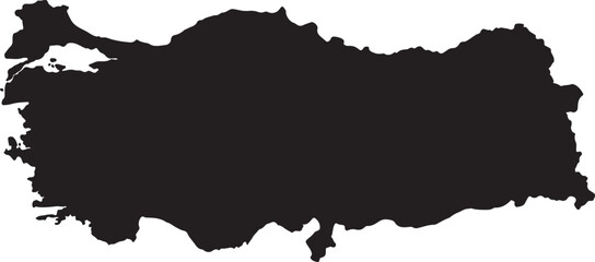Obraz premium Black basic map of Turkey with flag against white background