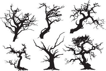 Set Trees. Hand drawn vector illustration