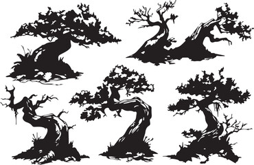 Set Trees. Hand drawn vector illustration