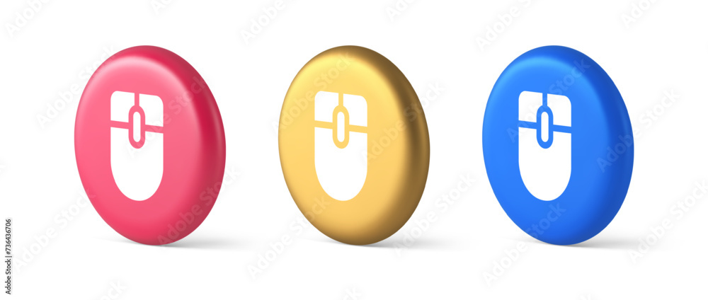 Poster mouse computer scrolling device cursor button click control cyberspace interface 3d circle icon