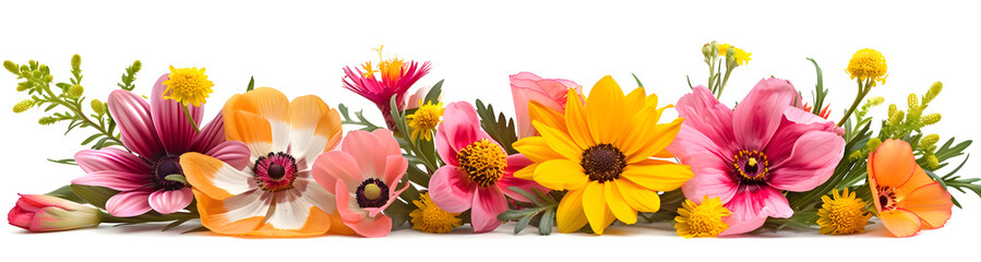 Colorful spring flower bouquet isolated on white background, perfect for nature-inspired decor or gifting