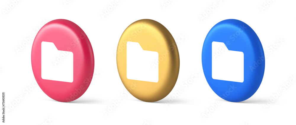 Poster file folder archive directory button cyberspace digital document storage organizing 3d circle icon