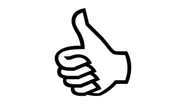 Thumb up sign icon animated black color in white background