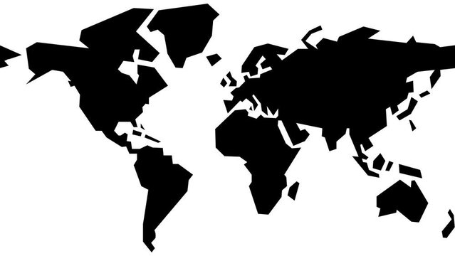 World map shape icon animated black color in white background