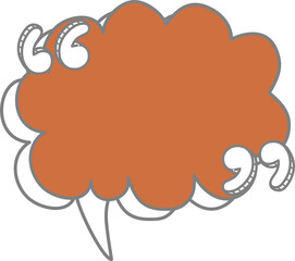 Colorful pastel orange color speech bubble balloon with quotation marks, icon sticker memo keyword planner text box banner, flat png transparent element design